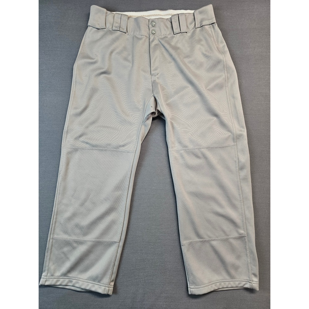 Alleson Athletic Mens XL Gray Baseball Pants Relaxed Fit Reinforced Knee Sports
